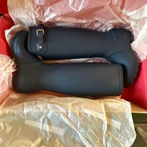 Hunter Original Tall Rain Boots Navy Women Size 8 US